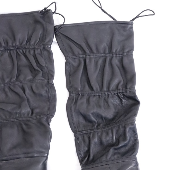 Paolini Designer Leather pointed toe high heel black over the knee boots US 8 - Picture 5 of 16